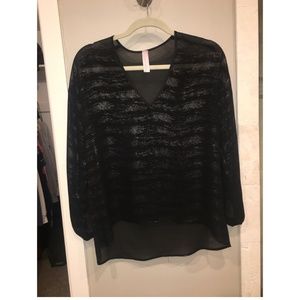 Black Silver Glitter V-neck Tunic